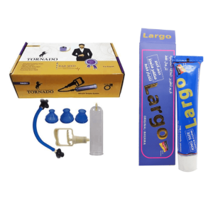 بادکش آلت مردانه تورنادو طلایی+ کرم حجم دهنده لارگو اورجینال