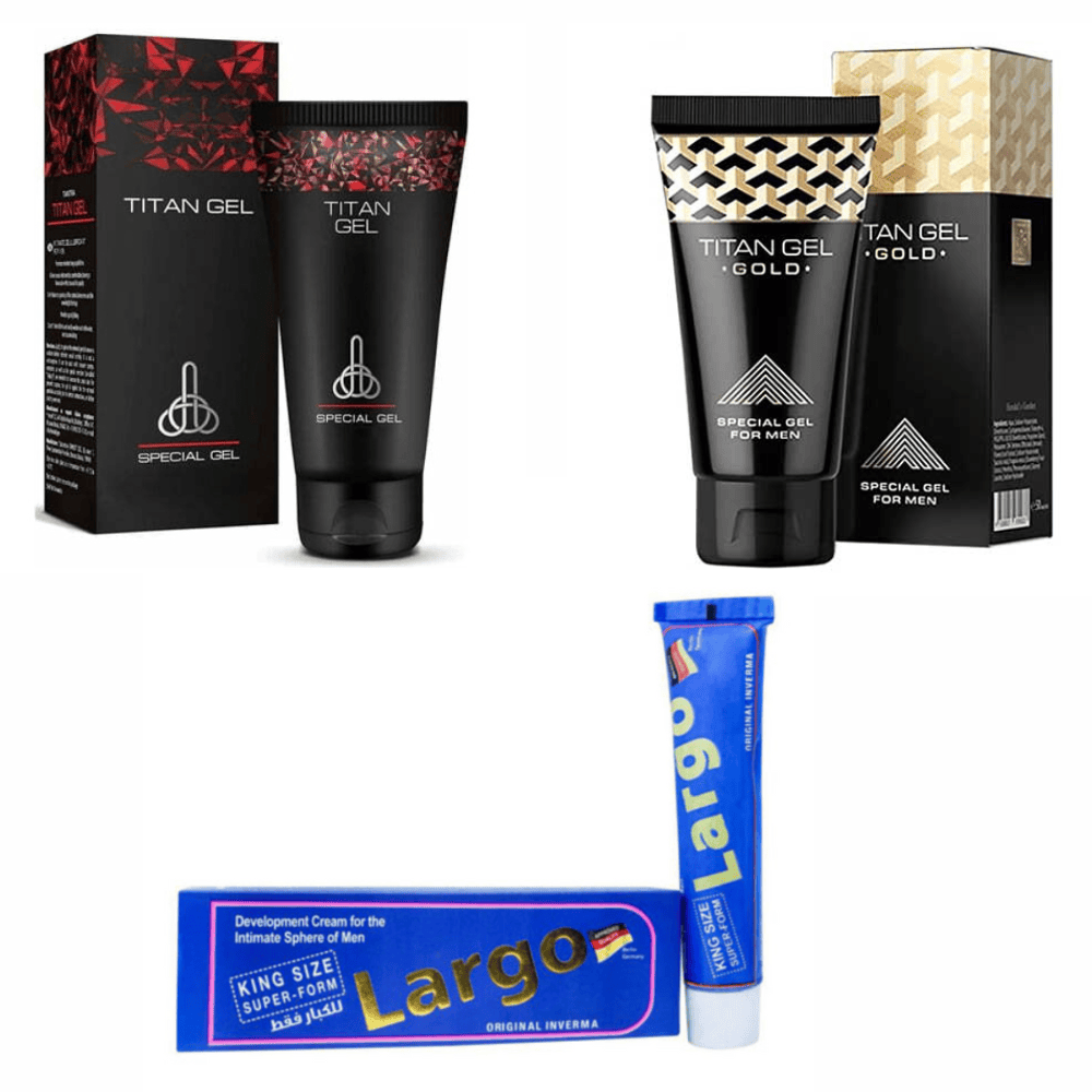 پک افزايش سايز آقایان(تیتان طلایی+تیتان مشکی+کرم لارگو) اورجینال